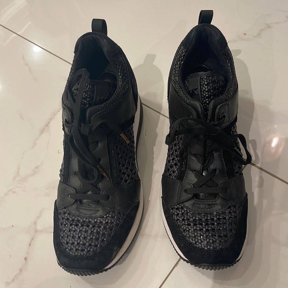 Platform sneakers. 'Georgie Woven Leather